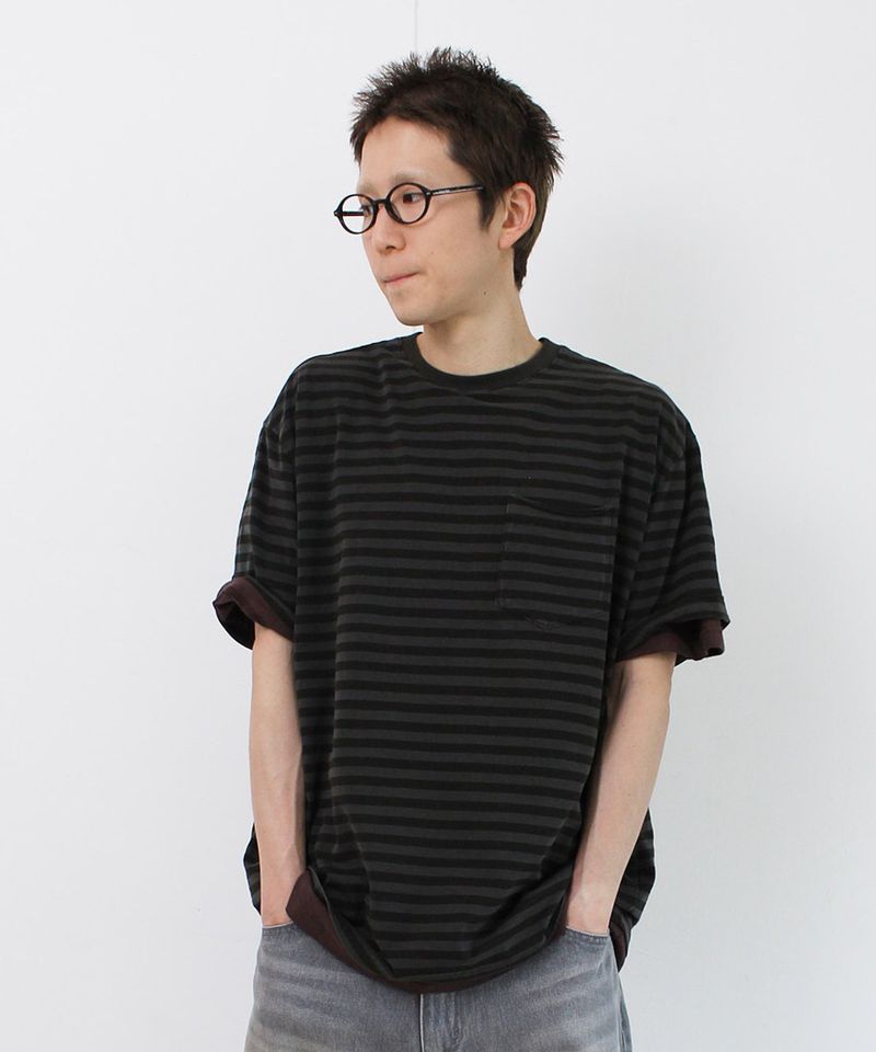 PARAKEET（パラキート）の「Stripe Vintage Pocket Damage Tee（Tops）」