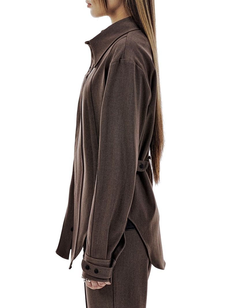UNBALANCED BUTTON STRAP SHIRT