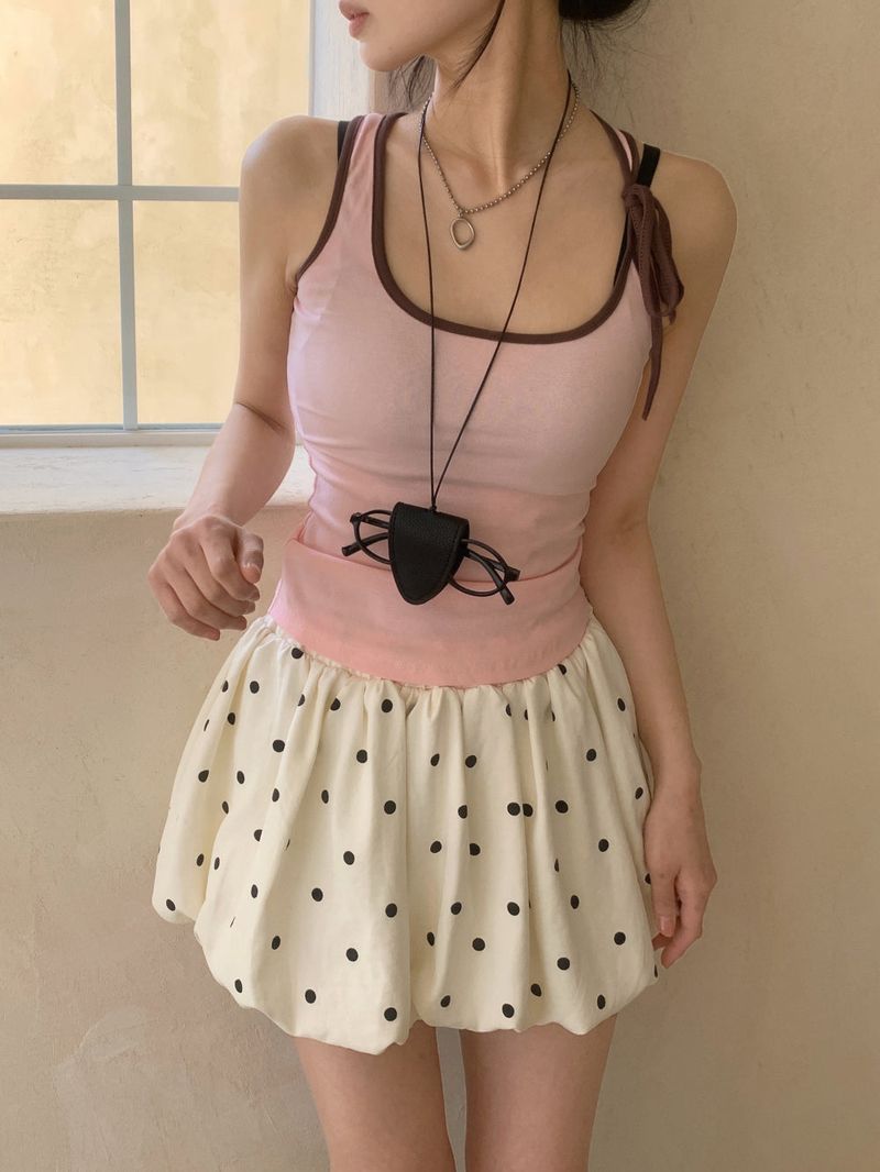 Dot Mellow Balloon Fit Mini Skirt
