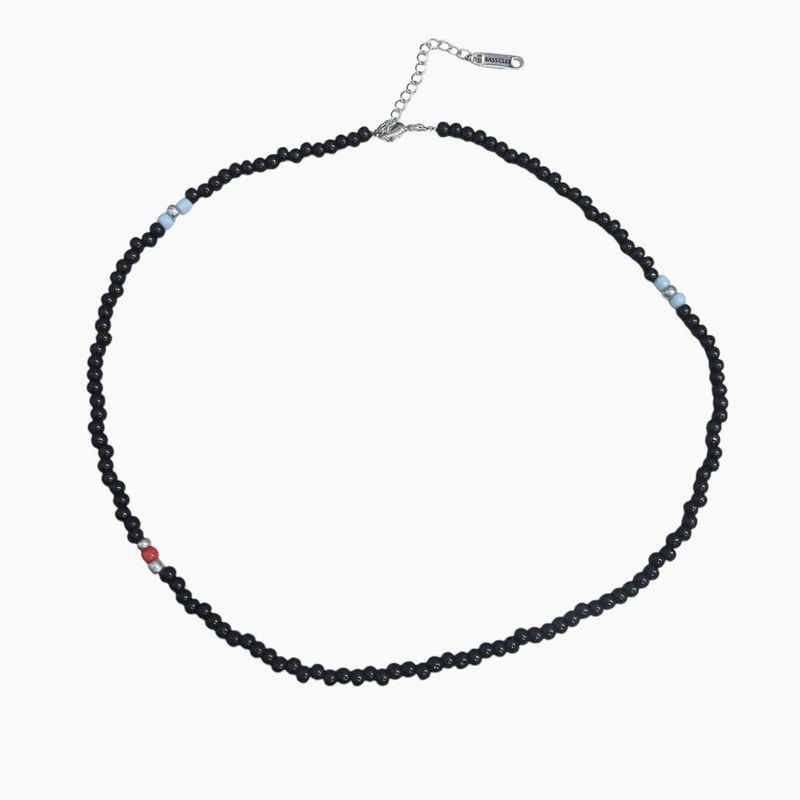 Men's Necklace Black Beads_CLEF TREMOLO NEC