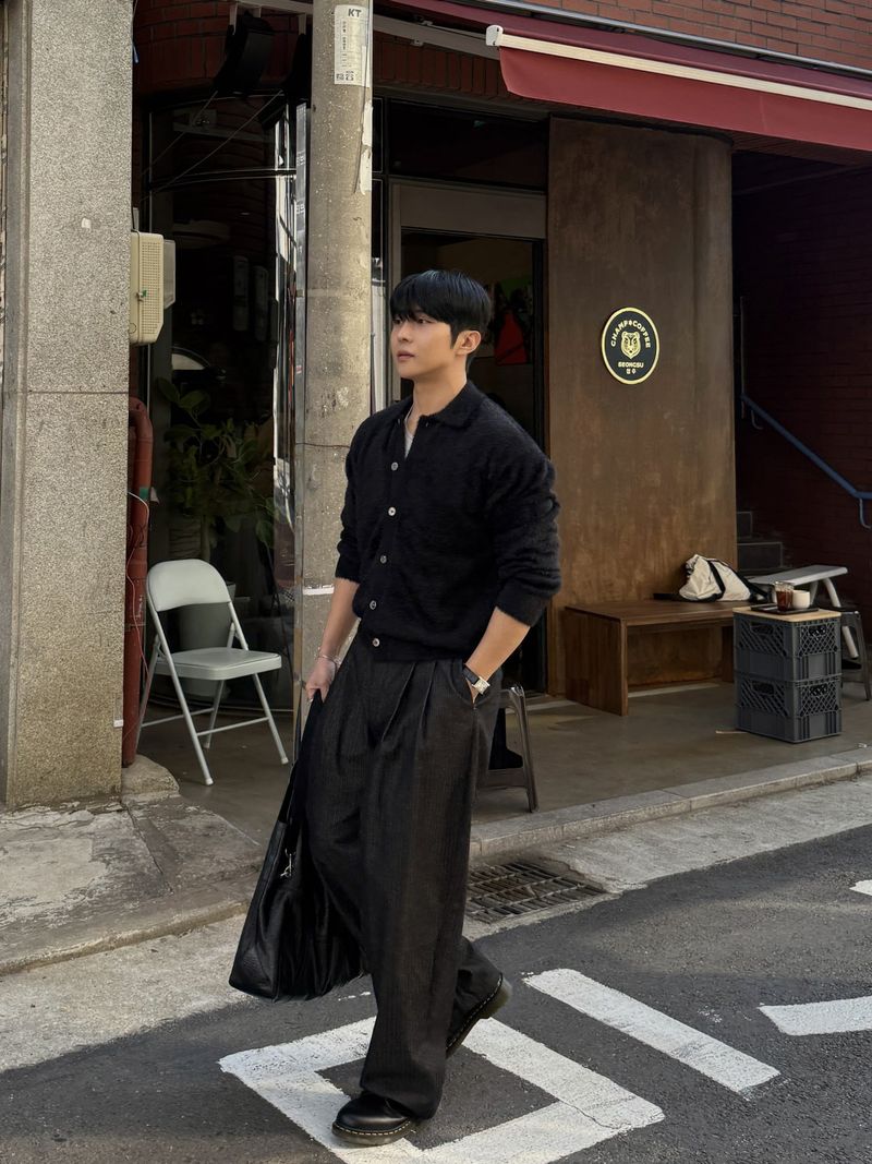 Porter herringbone denim slacks