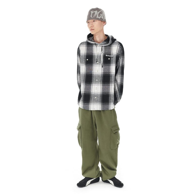 HOODED OMBRE CHECK SHIRT