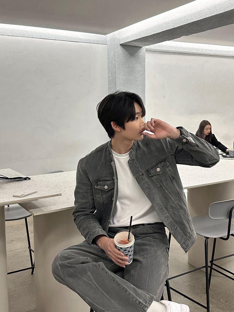 LMN Semi-Over China Setup Denim Jacket (Gray)
