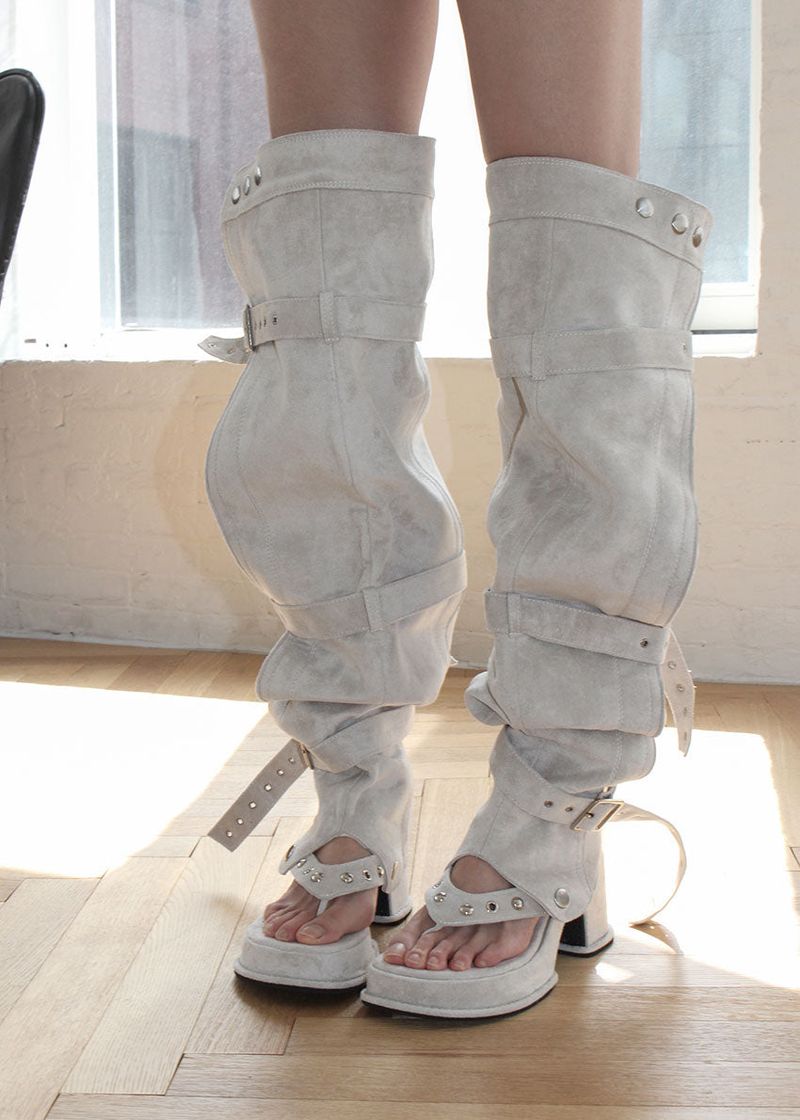 BUCKLE THIGH BOOTS FLIPFLOPS (3color)