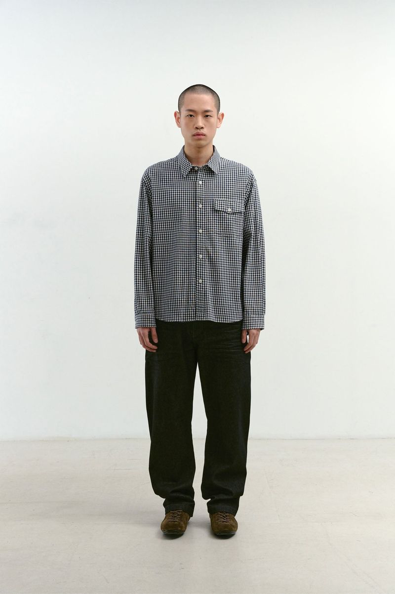 One Pocket Regular Check Shirt (Navy)