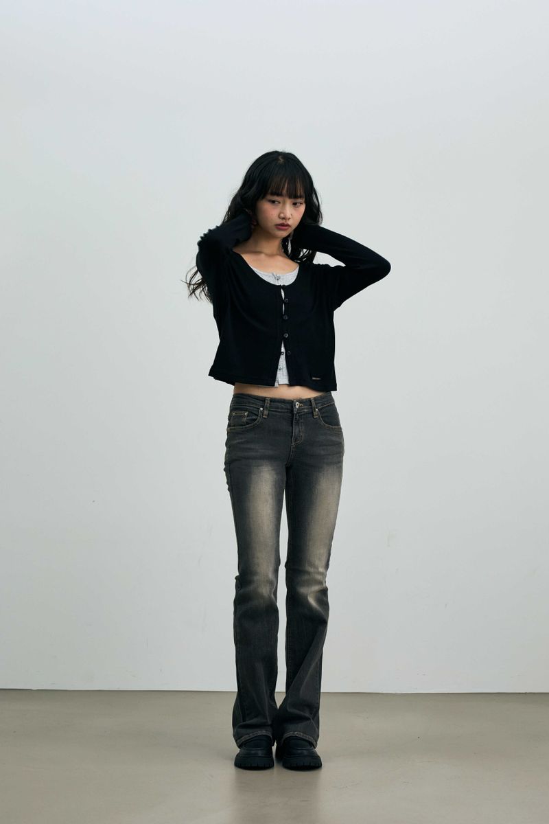 LYLA LAYERED CARDIGAN / BLACK-MELANGE