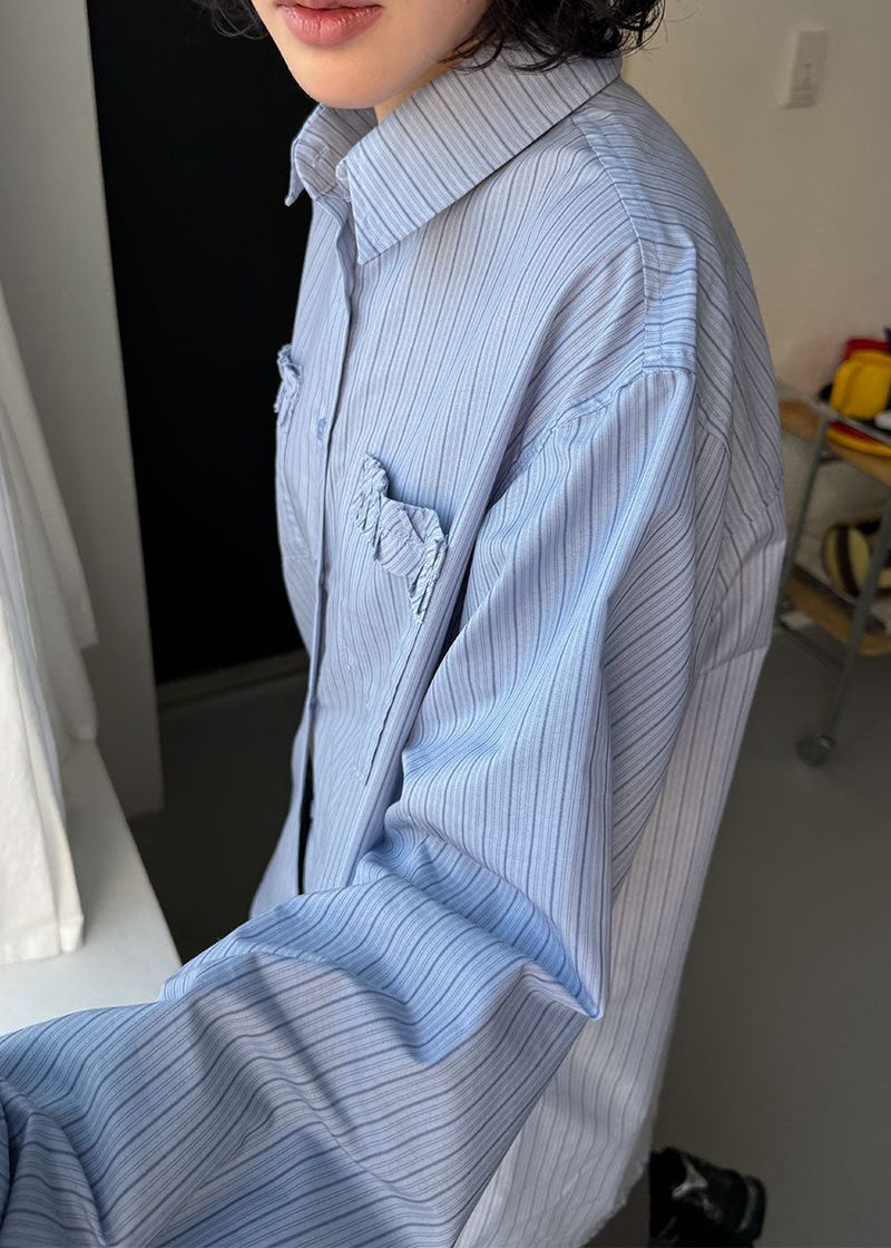 STRIPE FRILL SHIRT