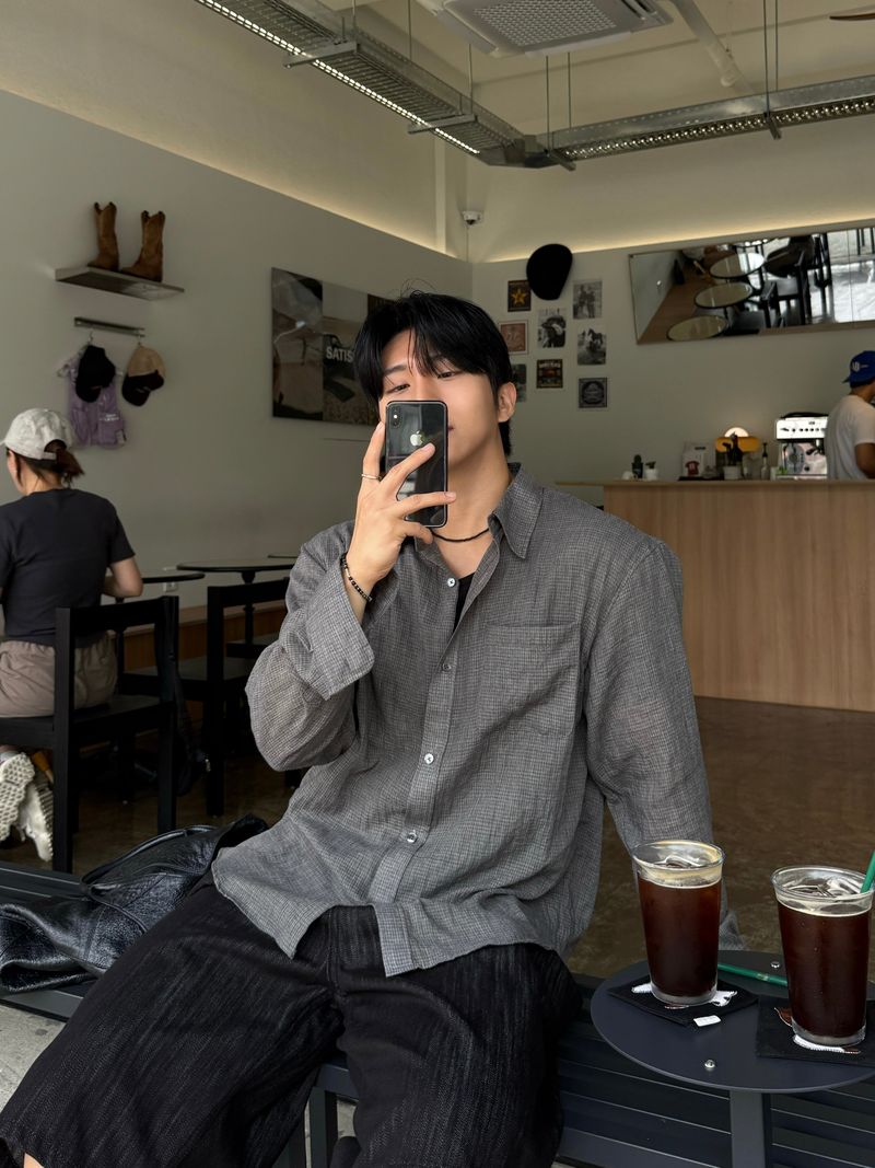 Mist checkered long sleeve shirt