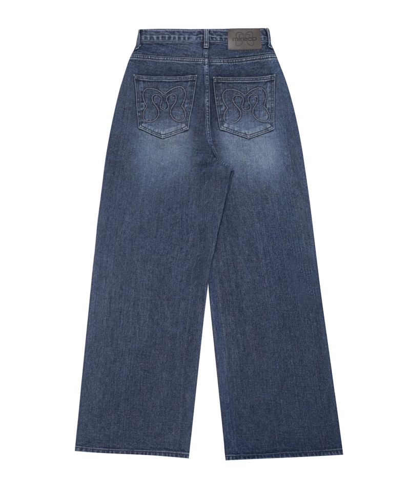 STITCH LINE WIDE DENIM PT BLUE