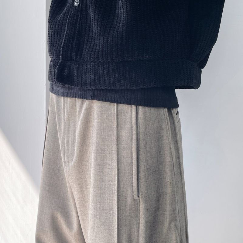 Drape Seam 3D Straight Floor-Length Pants