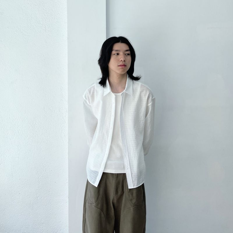 Japanese Clean Fit Refreshing Textured Solid Light Shirt