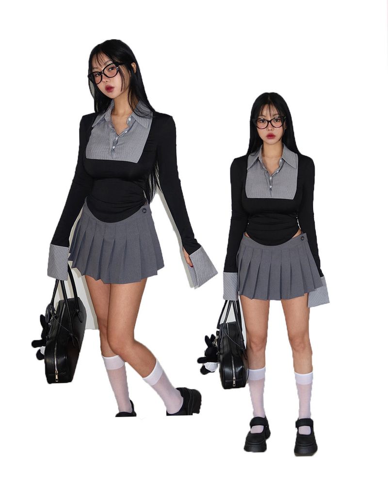 Delight-J（ディライトジェイ）の「Demure Shirt Layered T-Shirt（Tops）」