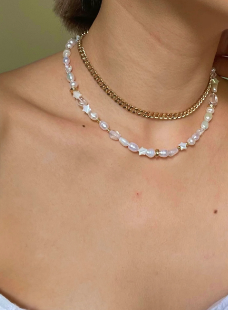 【MADE】2 Way Shell Stars& Freshwater Pearl Necklace