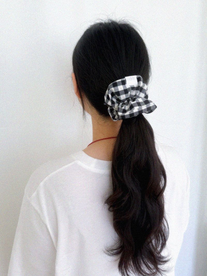 【MADE】Daily gingham check scurnch [RED, BLACK, PLUM]