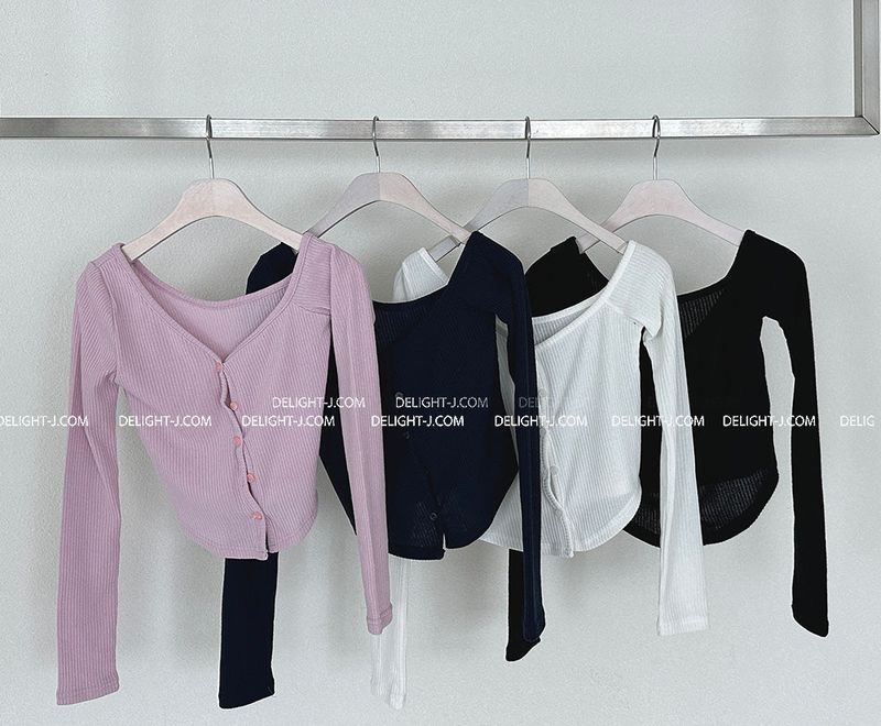 shoulder unbalanced ribbed cardigan