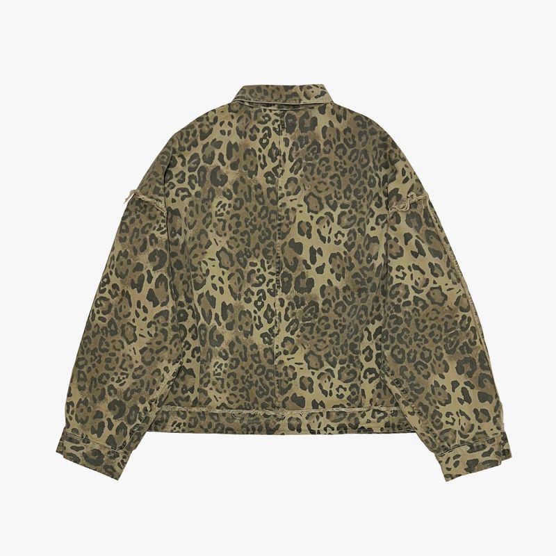 leopard grunge trucker jacket_beige