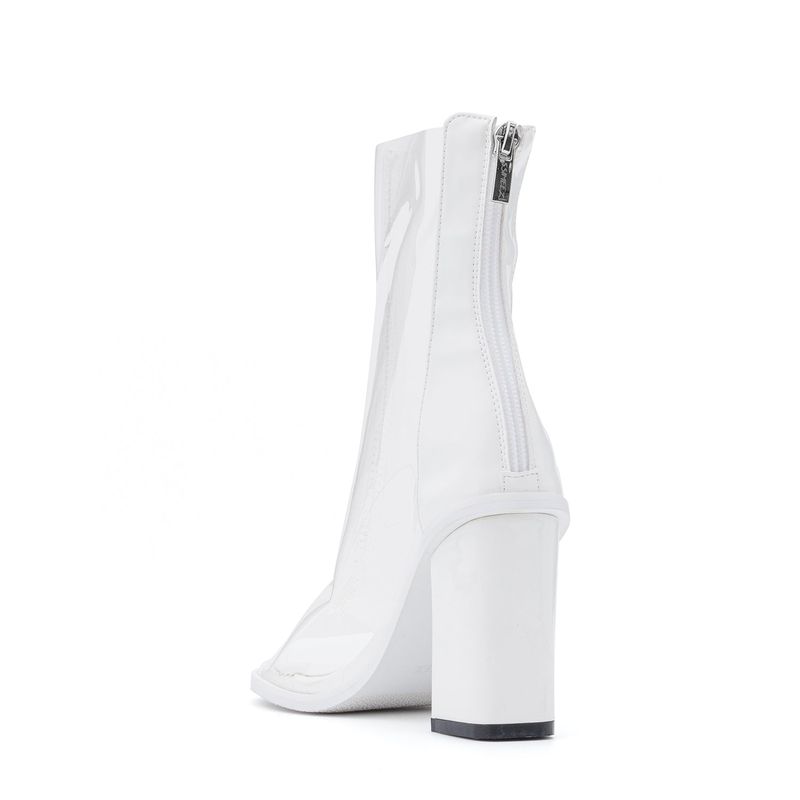 PVC Open Toe Block Heel(White)