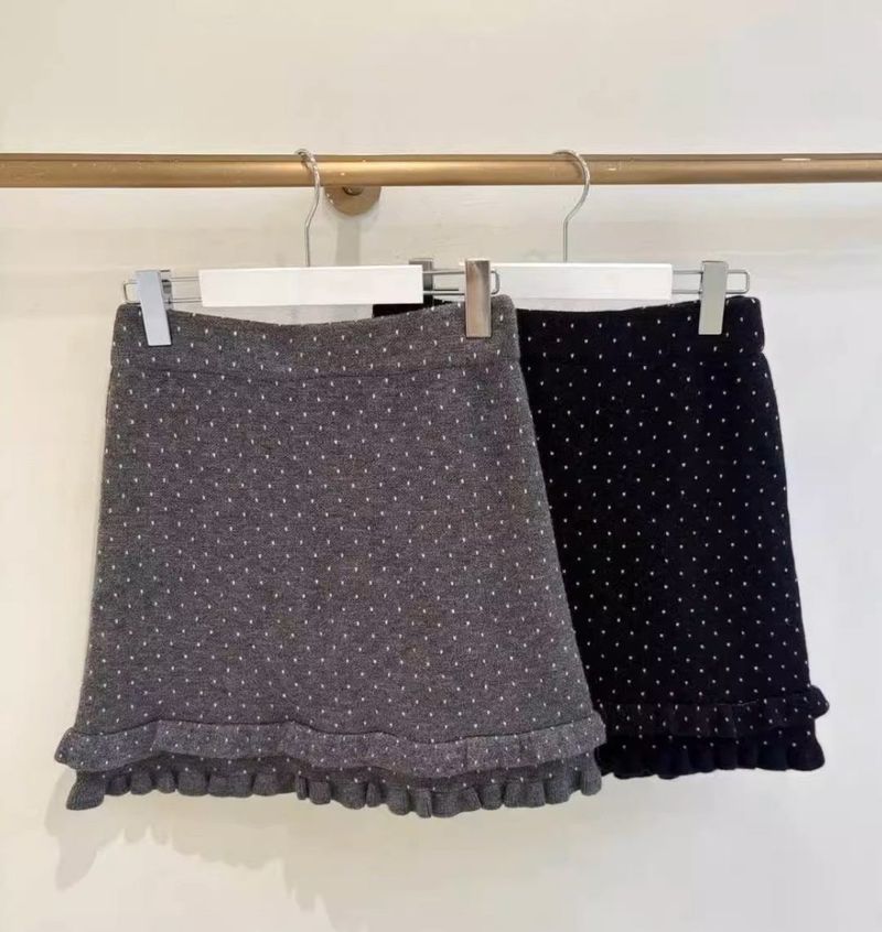 Dot ruffle midi sk (2color)