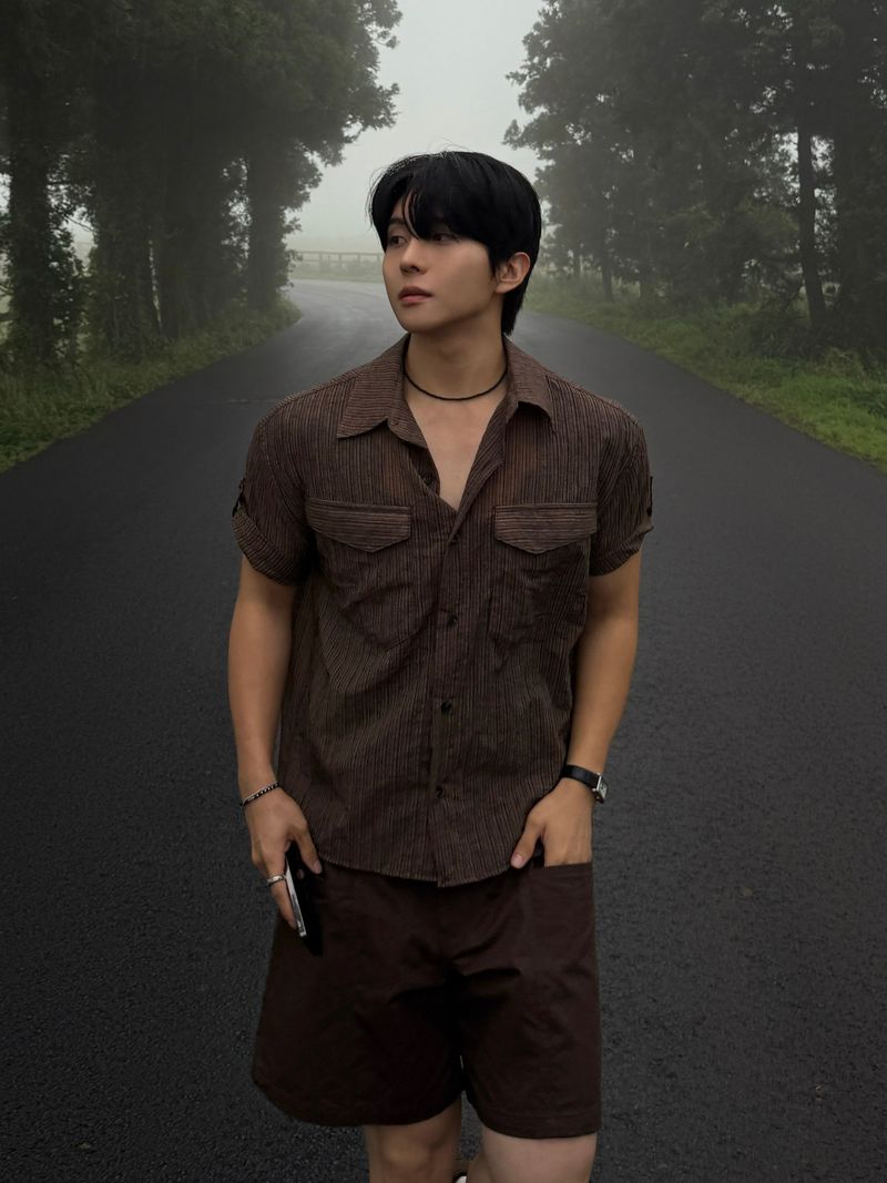 AVAND(アバンド)の「Cooling washah roll-up cropped shirt(Tops)」