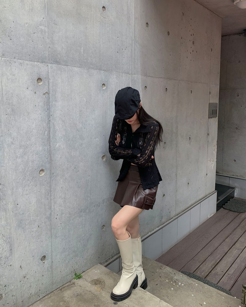 Leather cargo skirt pants
