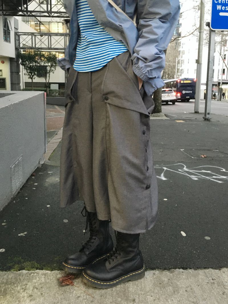 フレアボタンワイドバミューダパンツ (3c)