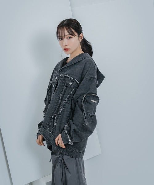 UNISEX フーディデニムジャケット