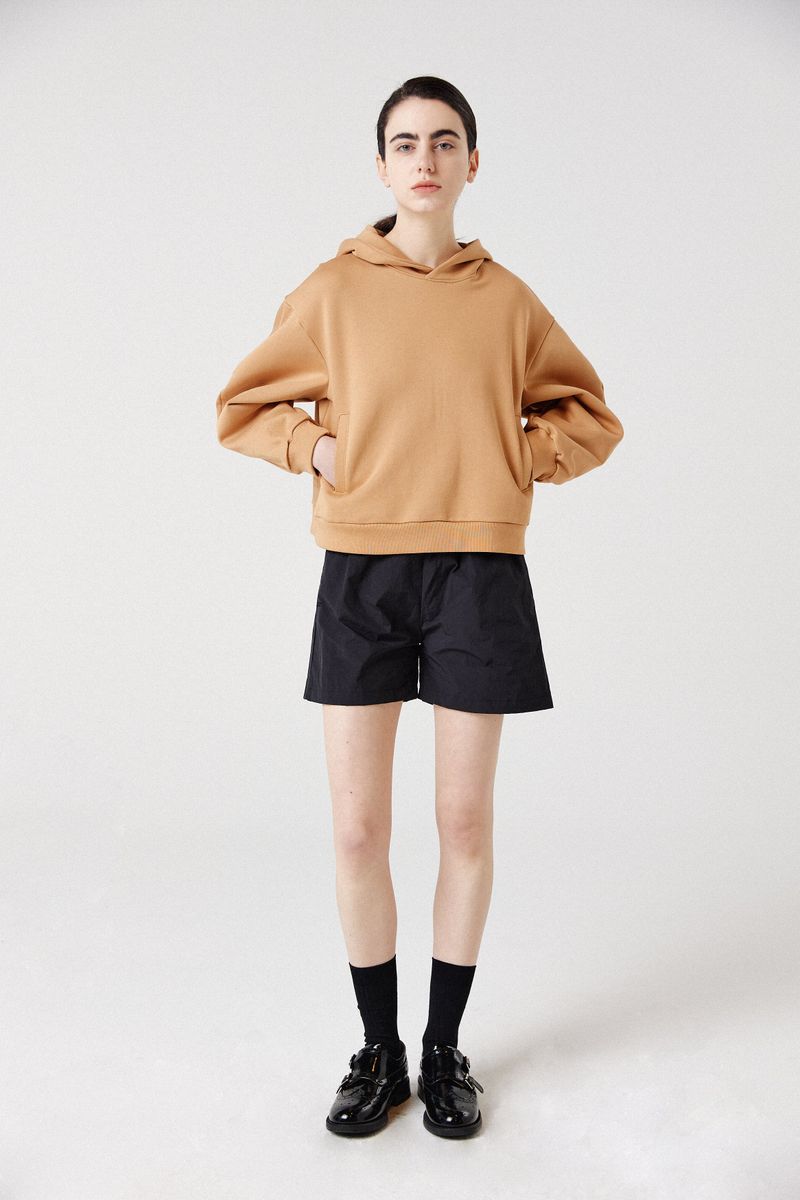 balloon crop hoodie_brown