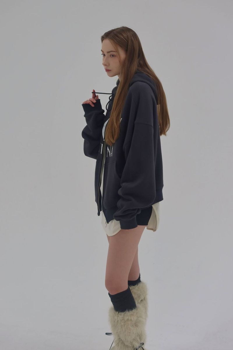 LT ROUGH HOOD ZIP-UP_CHARCOAL