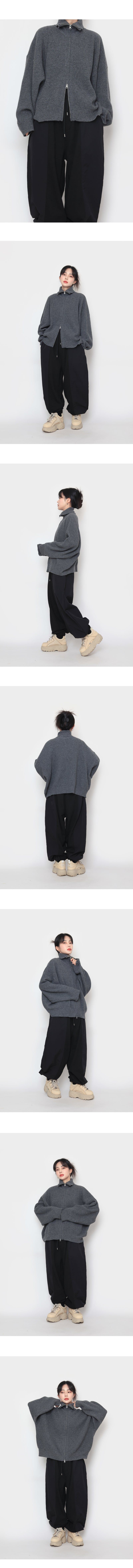 lambswool knitwear two-way zip-up