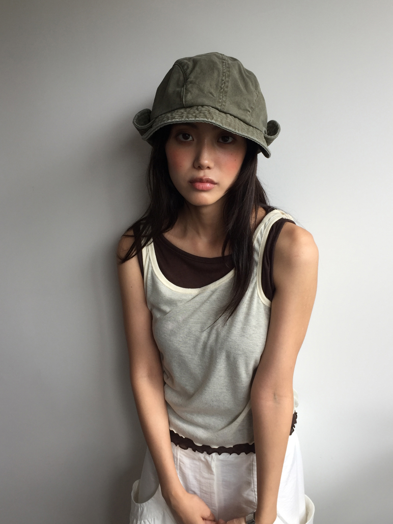 Washed flap bucket hat (2color)