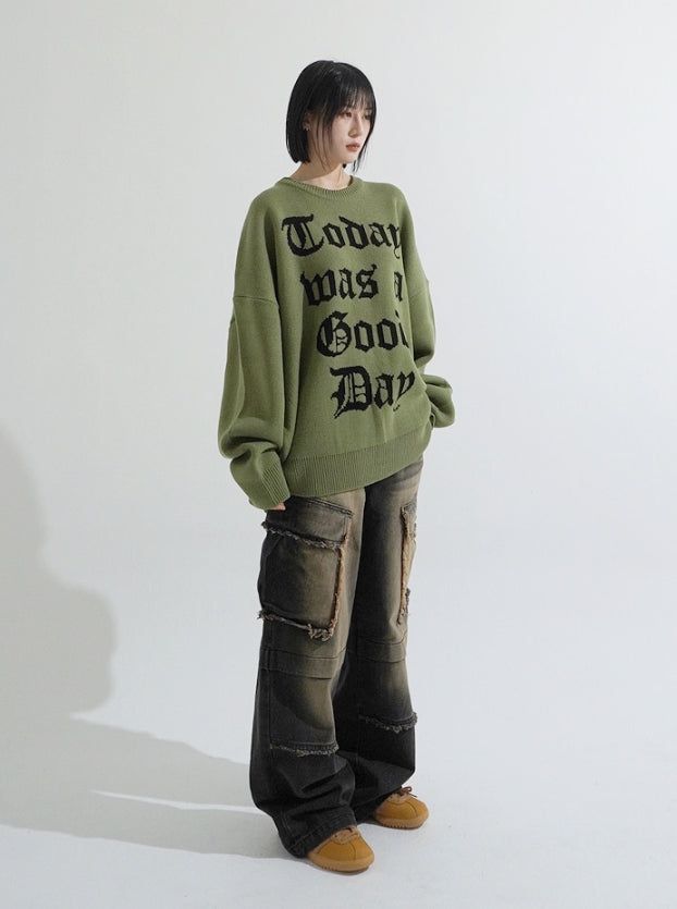 Lettering oversize heavy knit