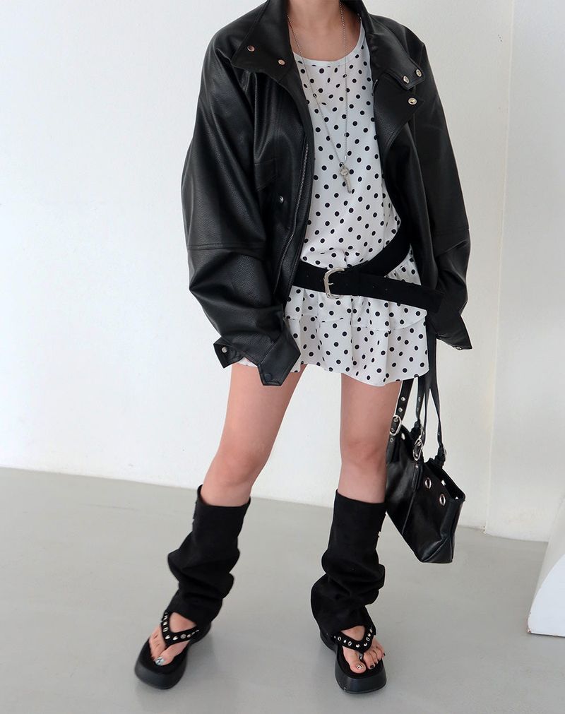 Laurent high neck leather jacket