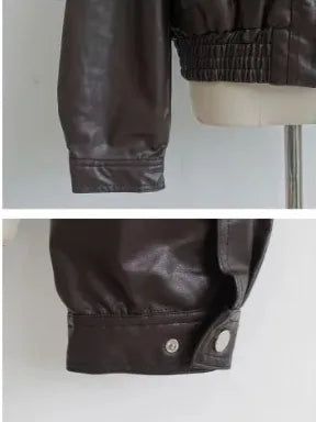 PATCHWORK FAUX LEATHER BOMBER JACKET