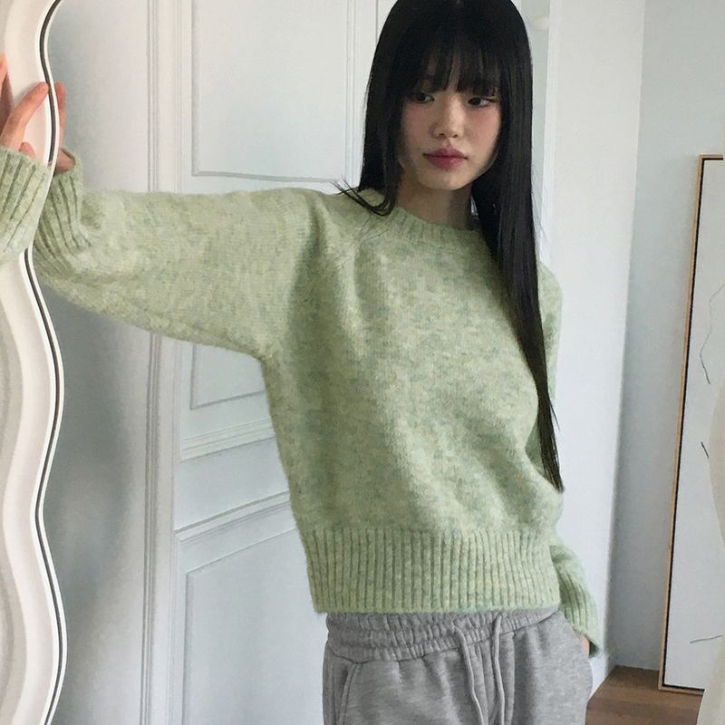 Adieu pastel gradation mix round long sleeve knit