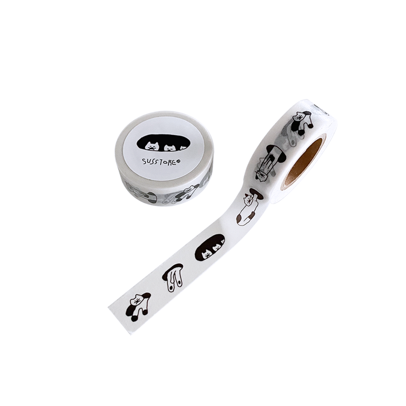 Cat masking tape in a pit