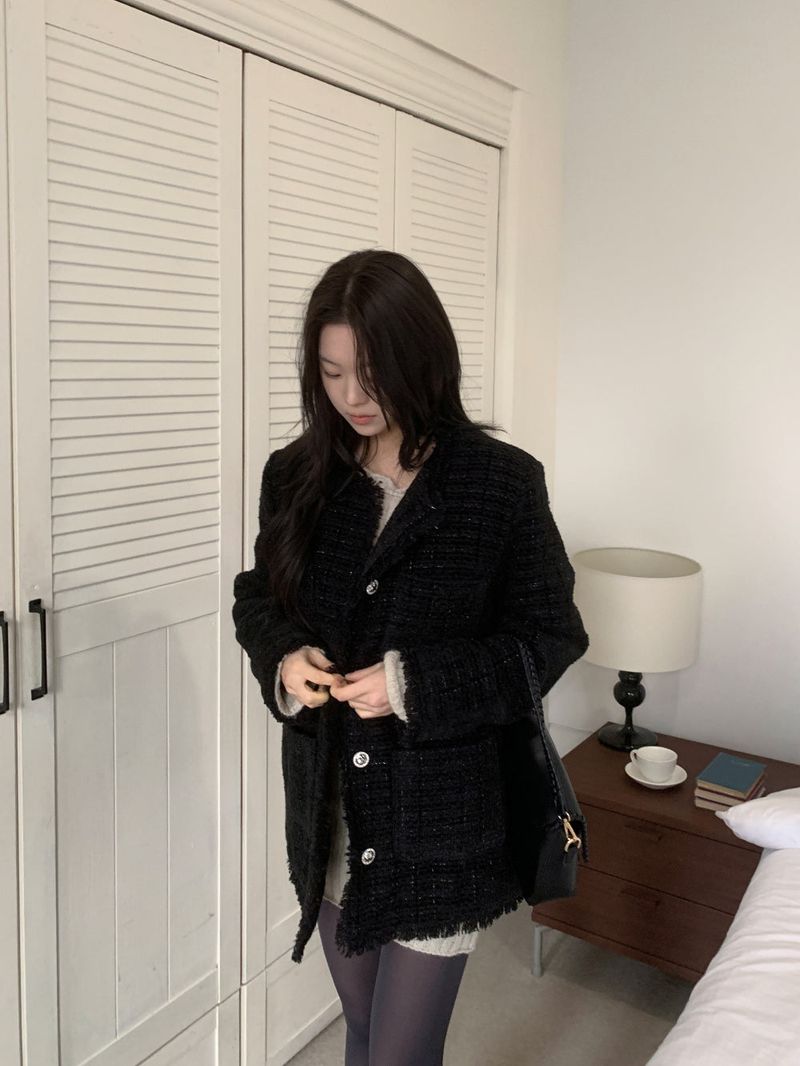 IF classic oversized tweed quilted jacket
