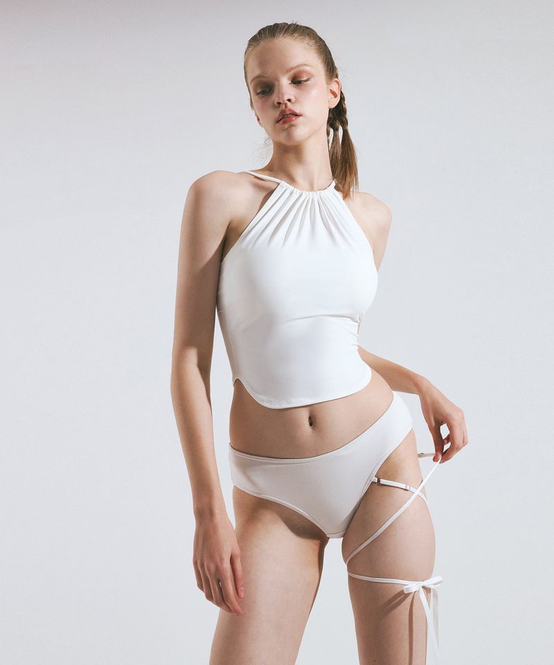 VINAJ(ビナジェイ)の「Shirring Halterneck Bikini Bra (White)(Swimwear)」