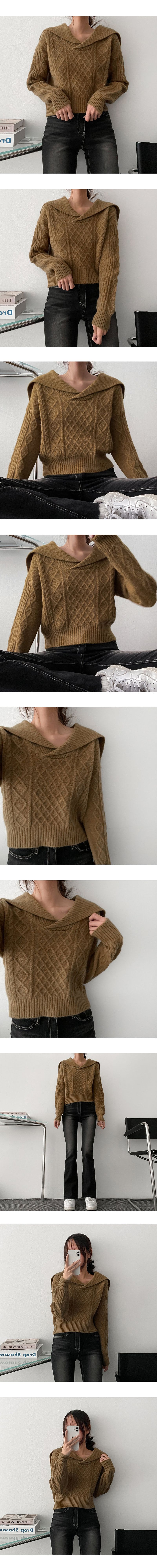 Doré Sailor Open Collar Twisted Knitwear