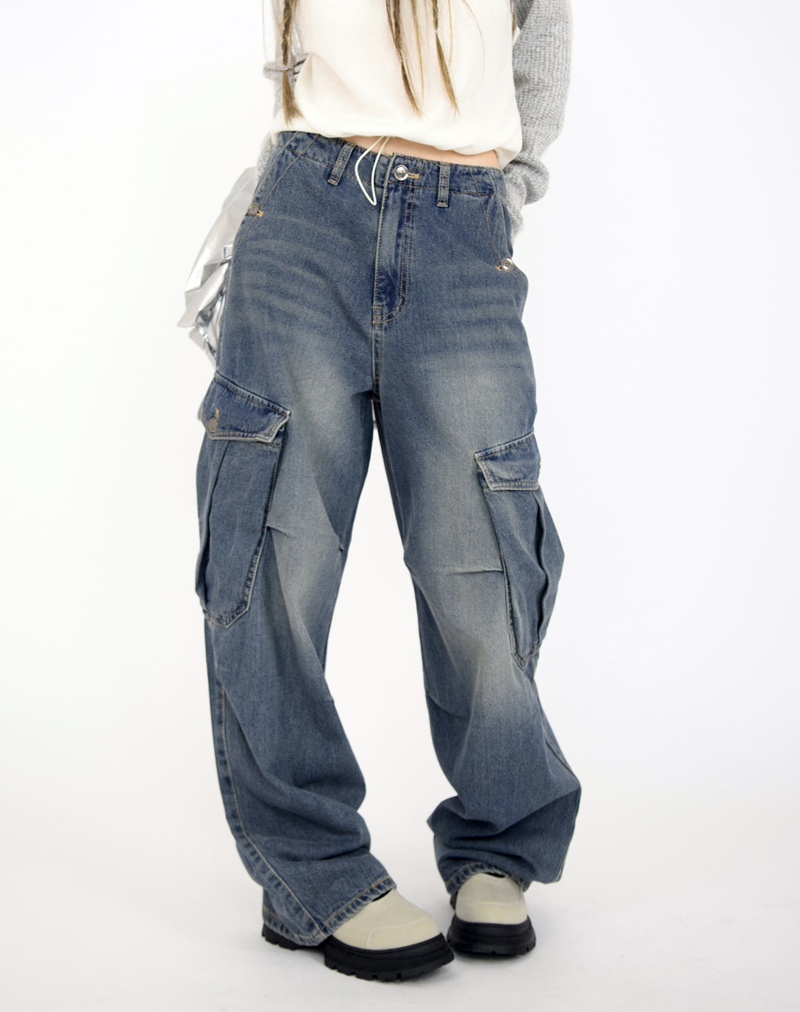 bel cargo denim pants(2color)