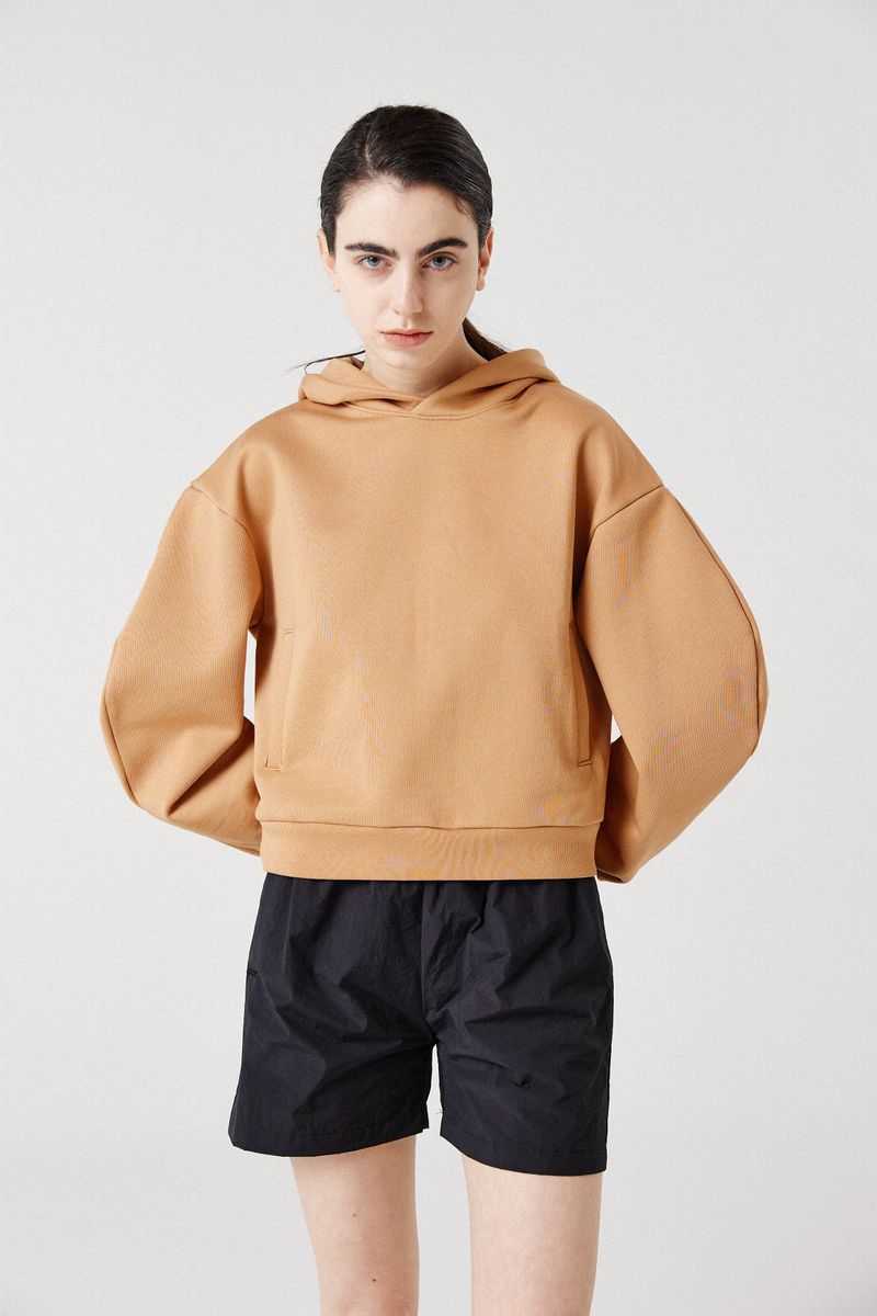 balloon crop hoodie_brown