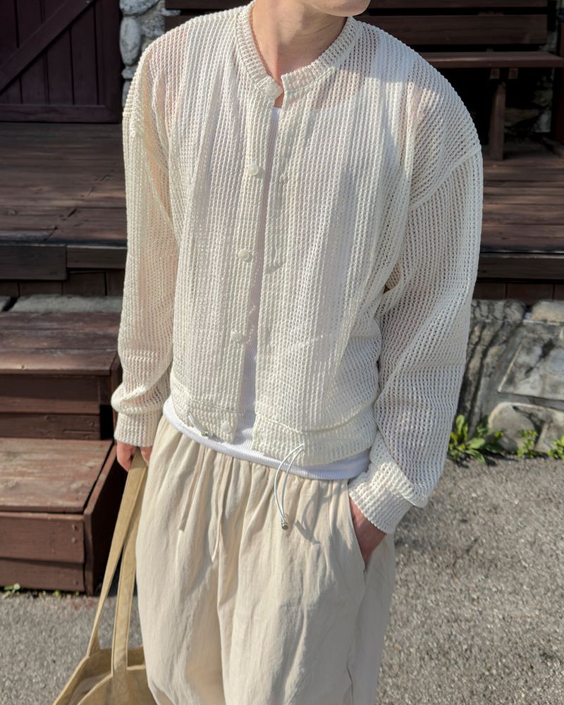 Bellon Summer Mesh Crop Cardigan