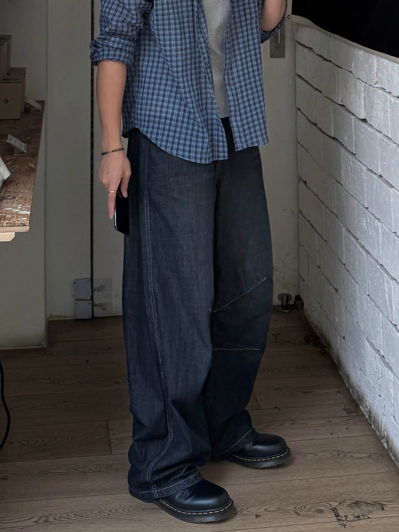 Linen pav dart balloon black denim