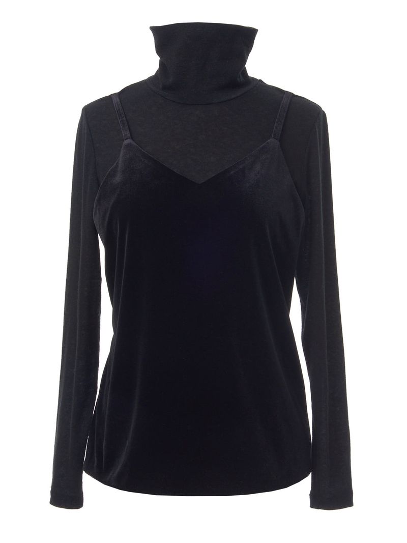 VELVET CAMI LAYERED TOP_BLACK
