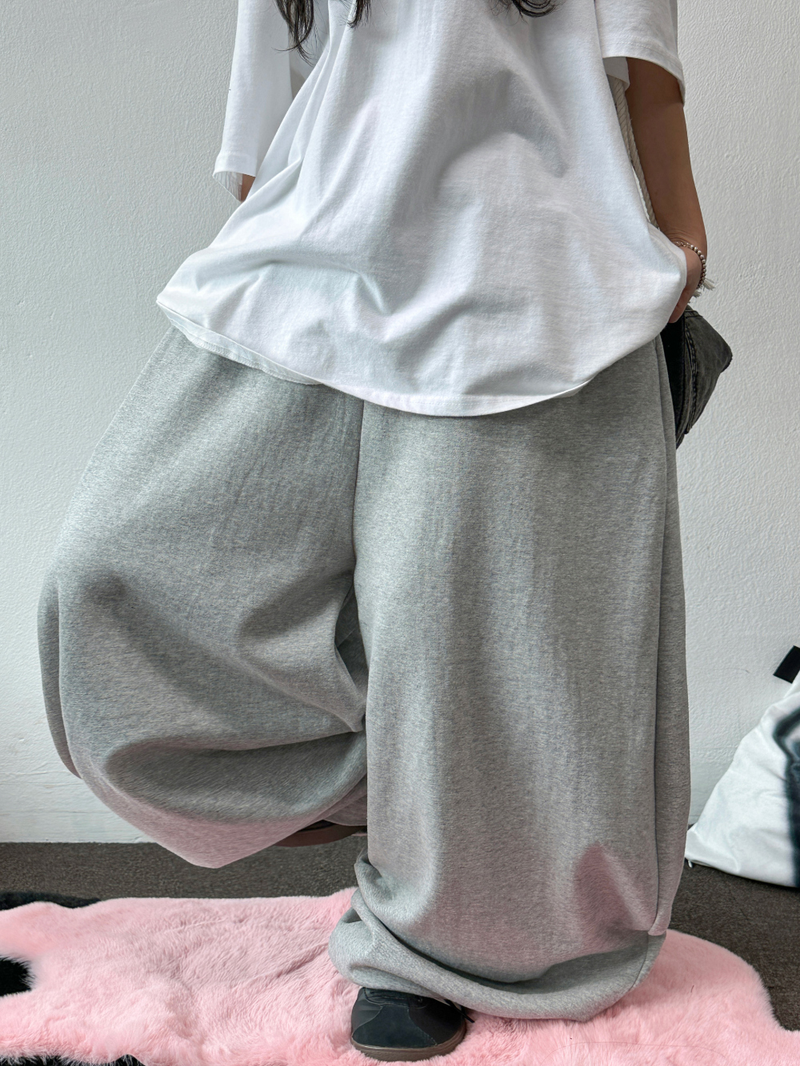 10000 SOLD OUT 🤍 KOREAN / S-XL 🤍 BASIC BALLOON JOGGER WIDE LONG PANTS 🤍🩶 - 2 COLORS