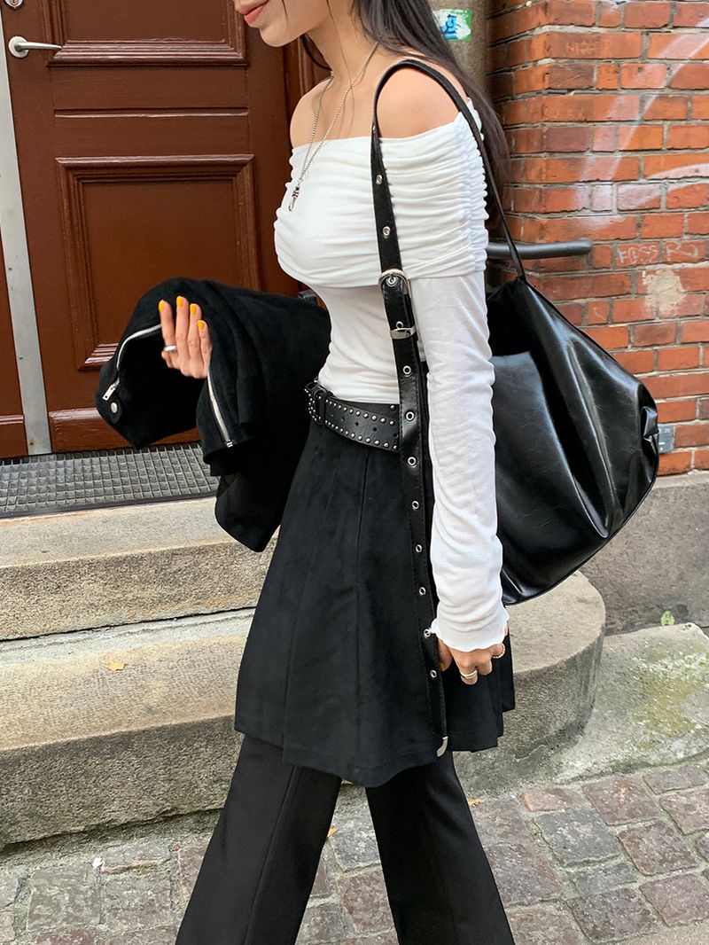 [MADE] rump suede pintuck mini skirt