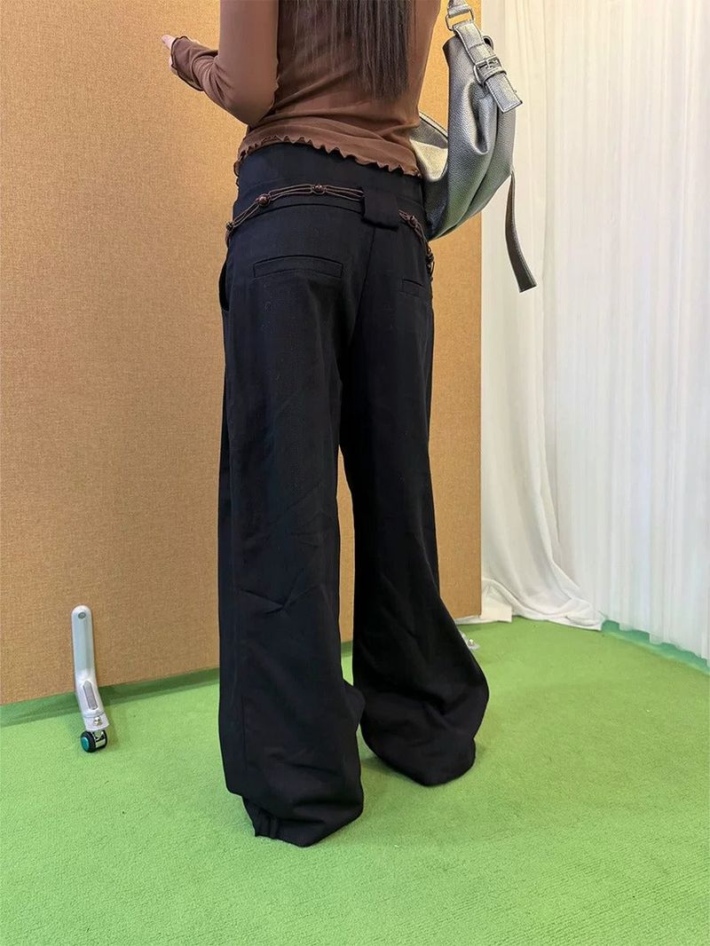 Black high-button-up wide pants