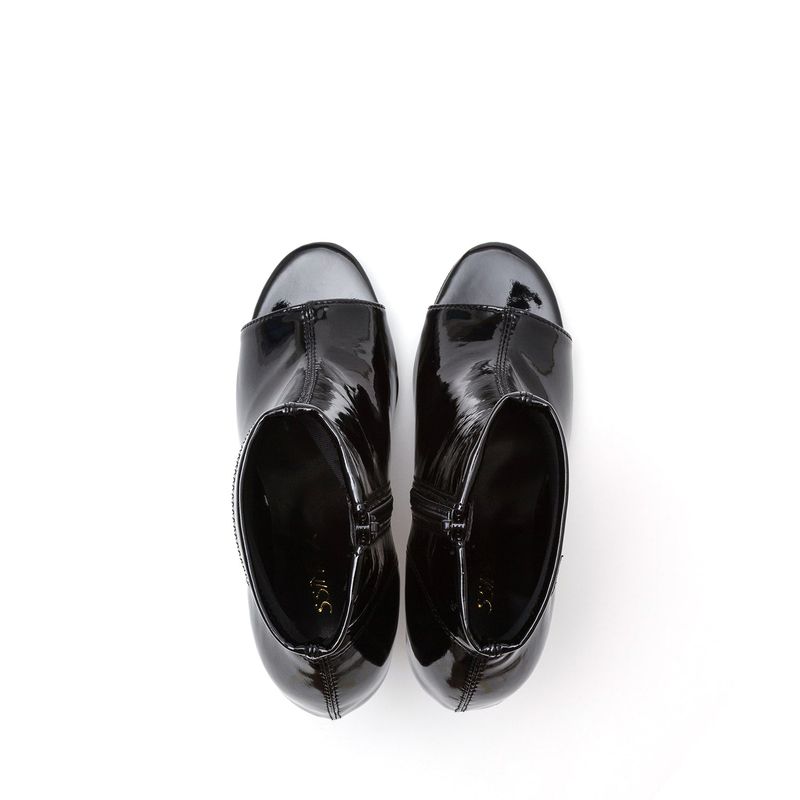 Open Toe Slim Ankle Heel(Glossy Black)