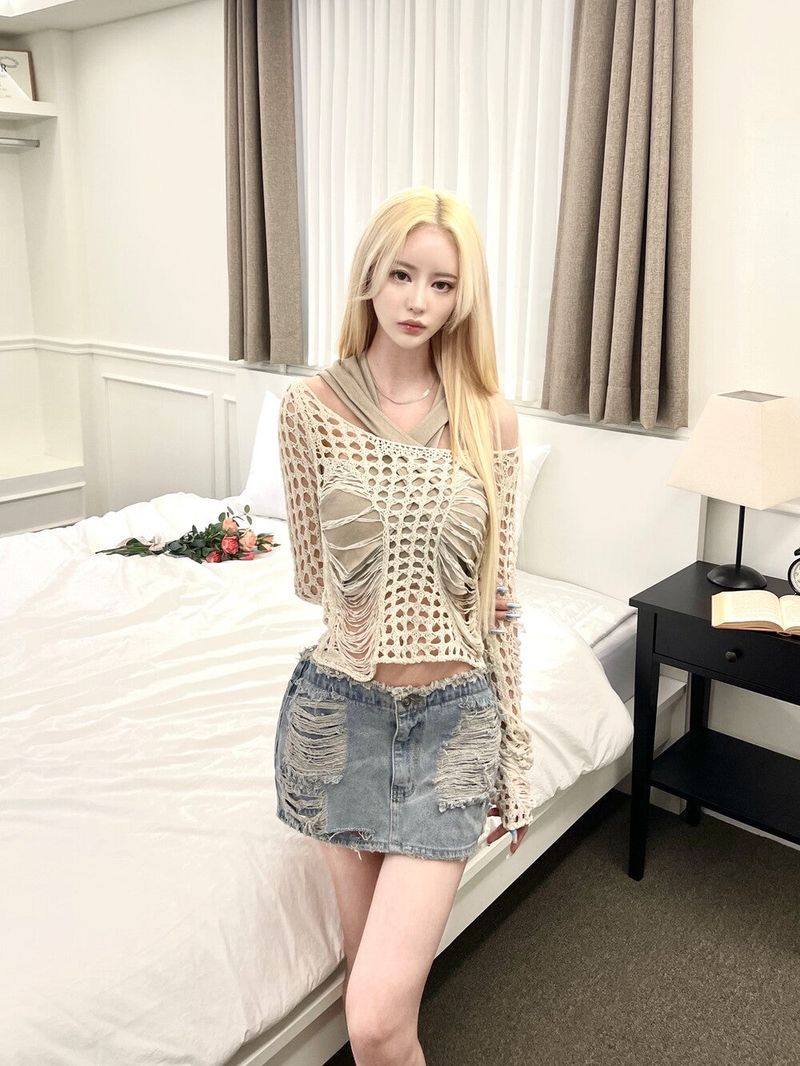 1329. Net damage summer knit (3color)