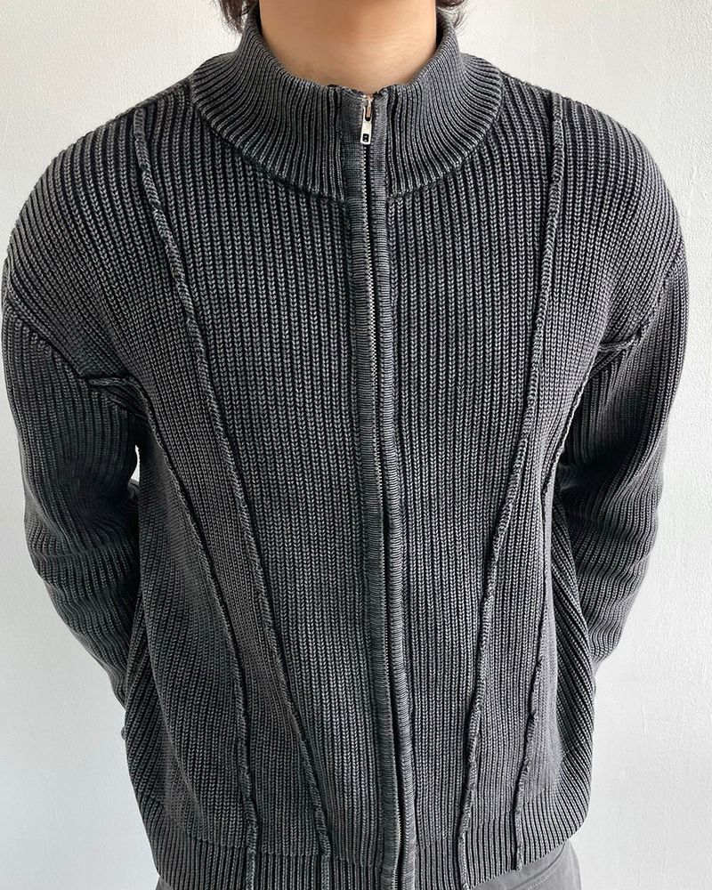 Curve Pigment Knit Zip-Up