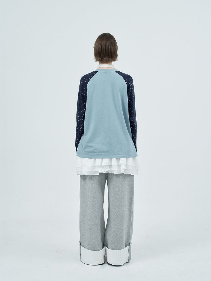 patched raglen t-shirts / sky